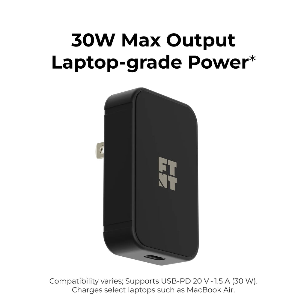 30W USB-C Compact Power Adapter (Soft-touch 1m/3ft USB-C Cable Included) Footnote Accessories Co.