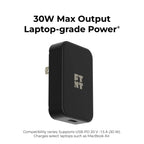 30W USB-C Compact Power Adapter (Soft-touch 1m/3ft USB-C Cable Included) Footnote Accessories Co.