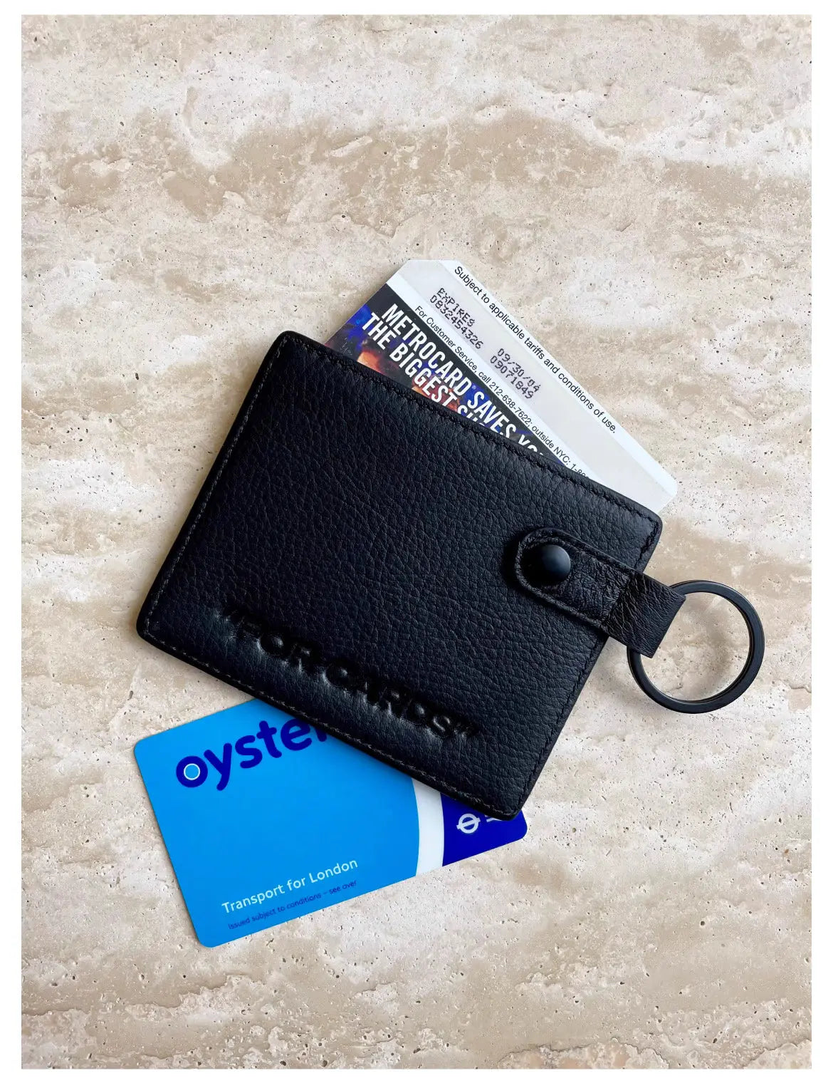 Black Vegan Leather Card Holder – Multi-Slot Slim Wallet for Bank & Transit Cards | by ROUGHCLOUD Footnote Accessories Co.