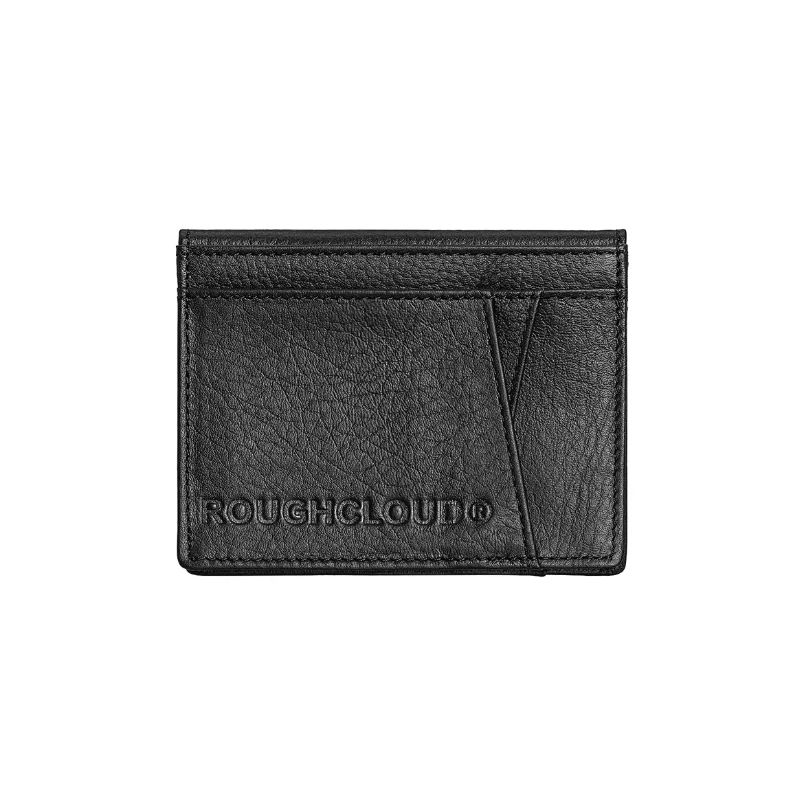 Black Bi-Folded Vegan Leather Card Wallet – Multi-Slot Holder for Bank & Transit Cards | by ROUGHCLOUD Footnote Accessories Co.