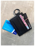 Black Vegan Leather Card Holder – Multi-Slot Slim Wallet for Bank & Transit Cards | by ROUGHCLOUD Footnote Accessories Co.