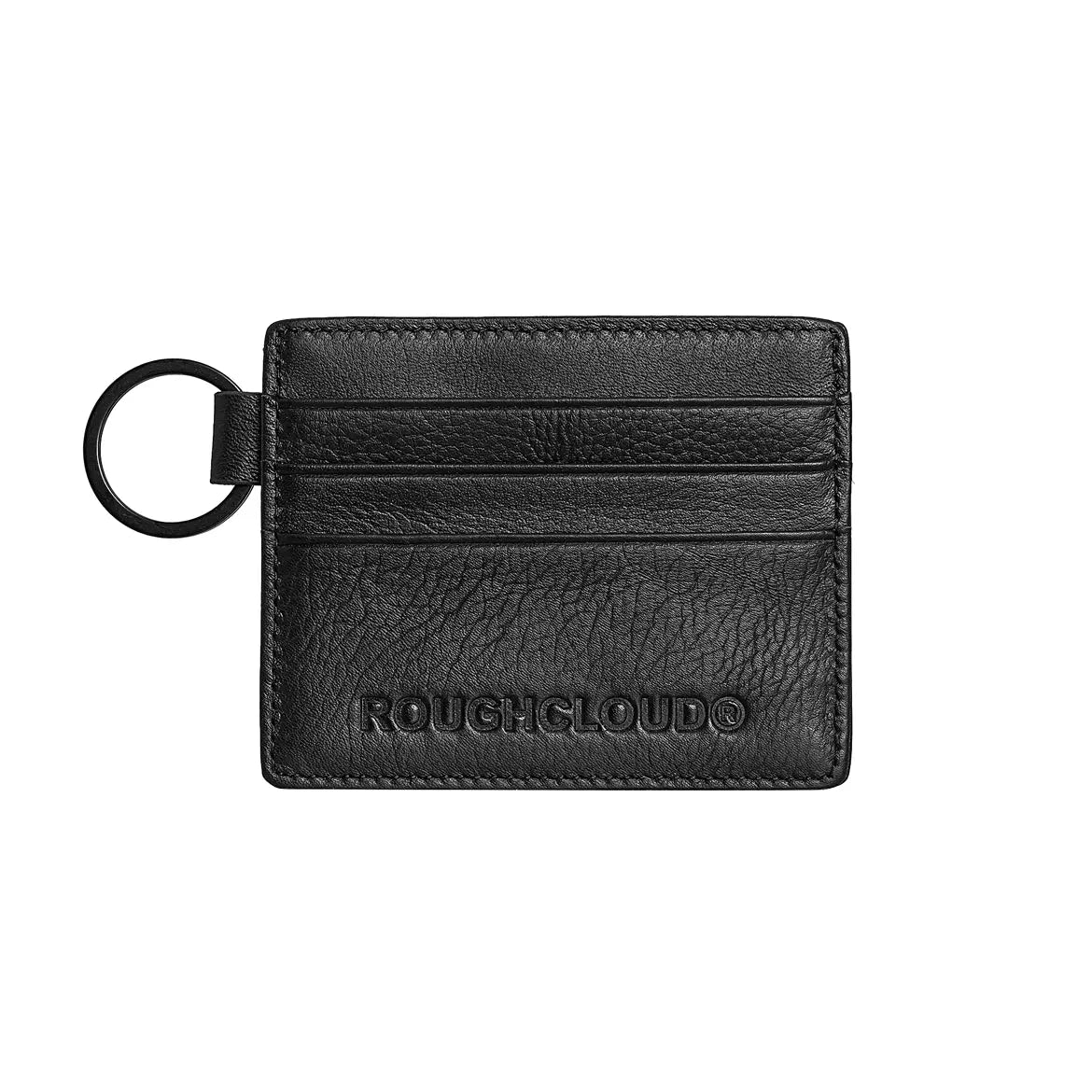 Black Vegan Leather Card Holder – Multi-Slot Slim Wallet for Bank & Transit Cards | by ROUGHCLOUD Footnote Accessories Co.